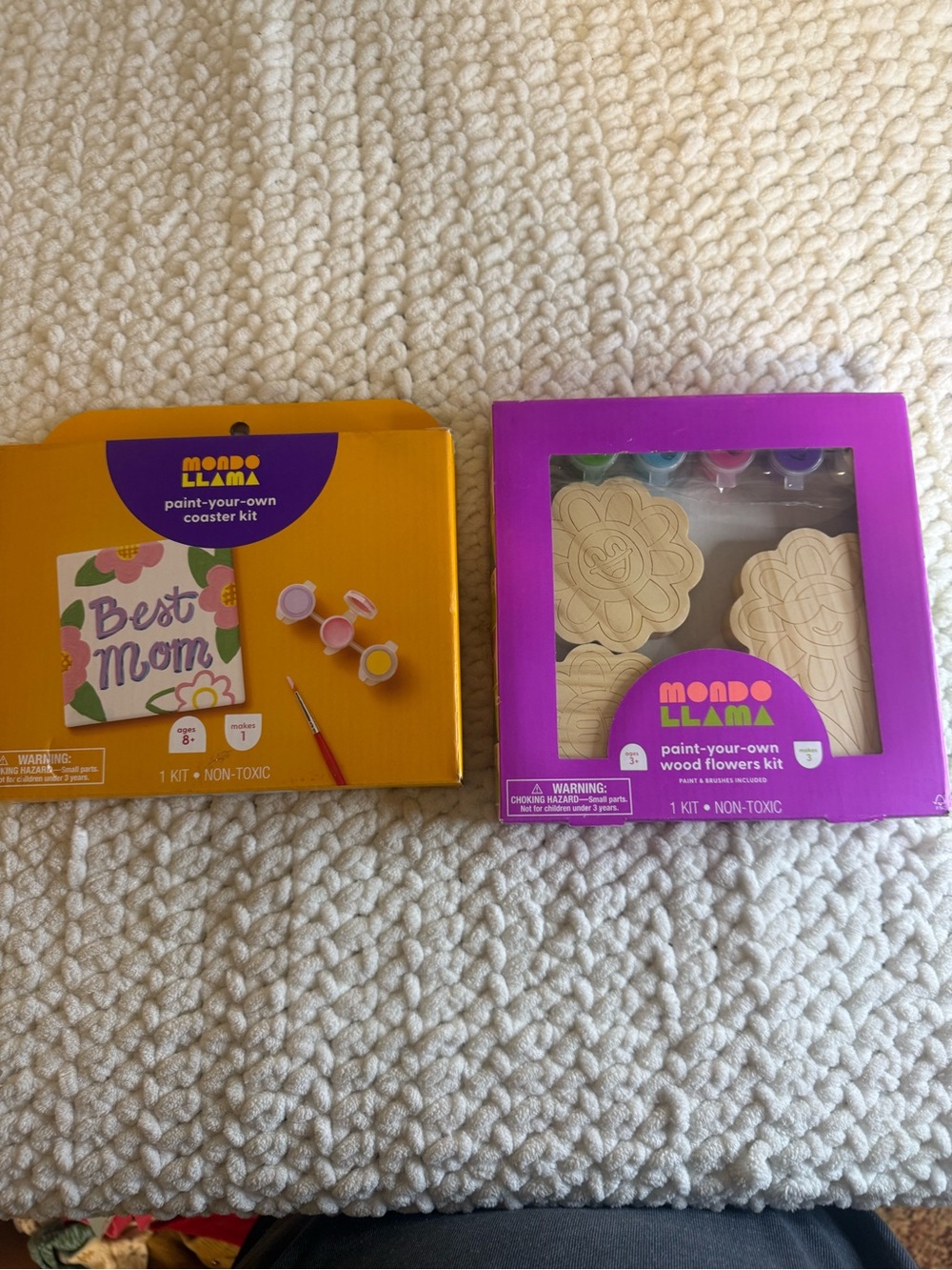 Paint-Your-Own Wood Flowers & Coaster Kits - Yellow & Purple